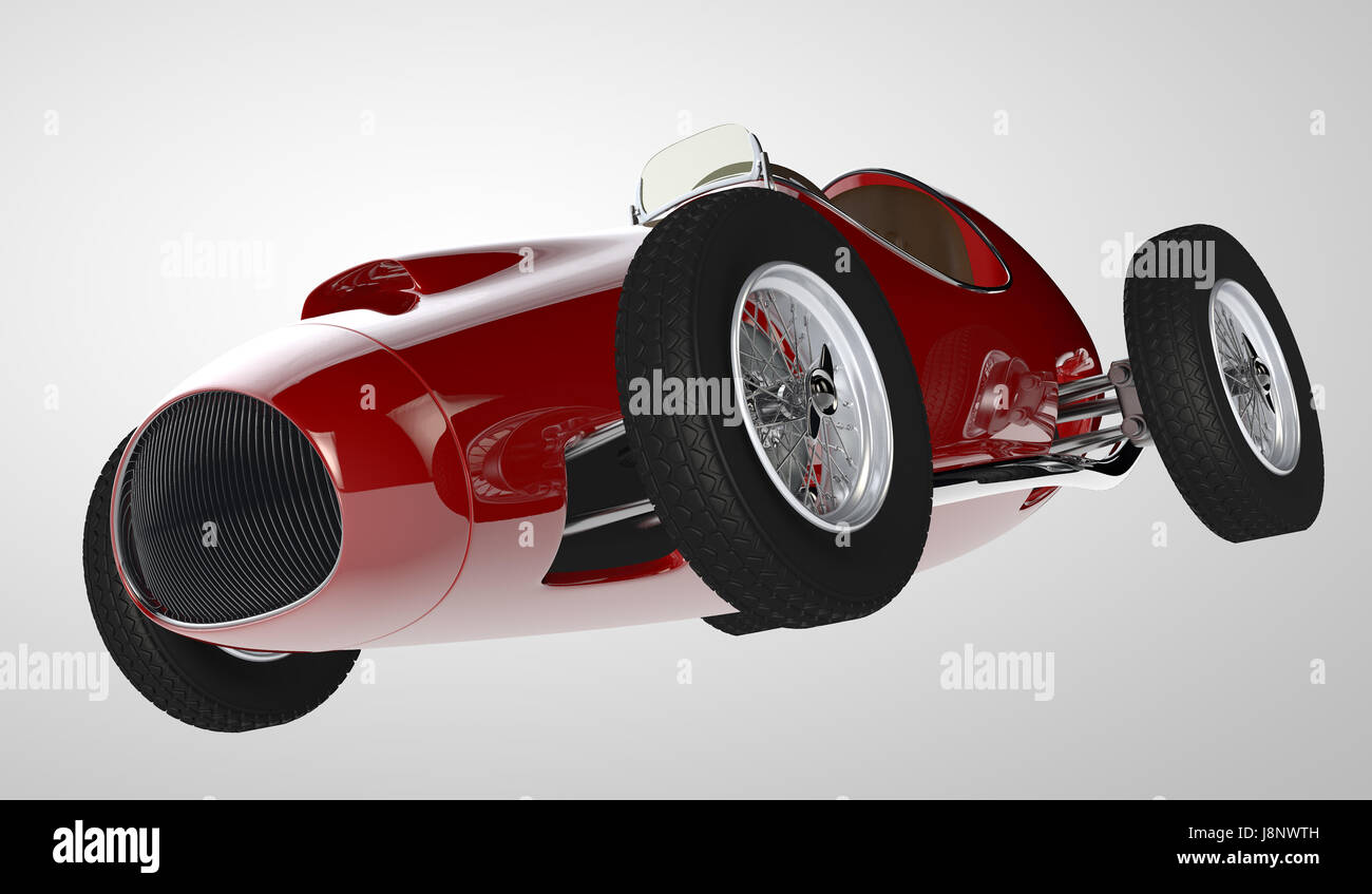 Retro sport racing car 3D render. Digital generated image Stock Photo