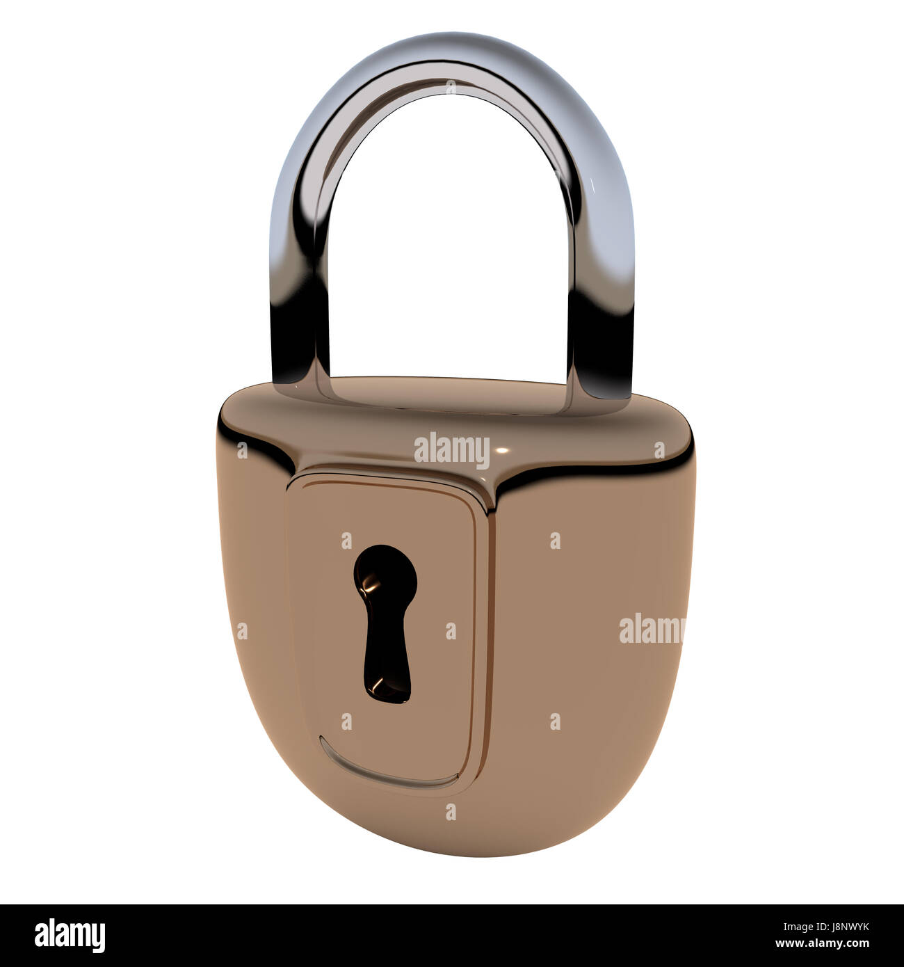 Locked lock. 3D rendering. Isolated over white background Stock Photo