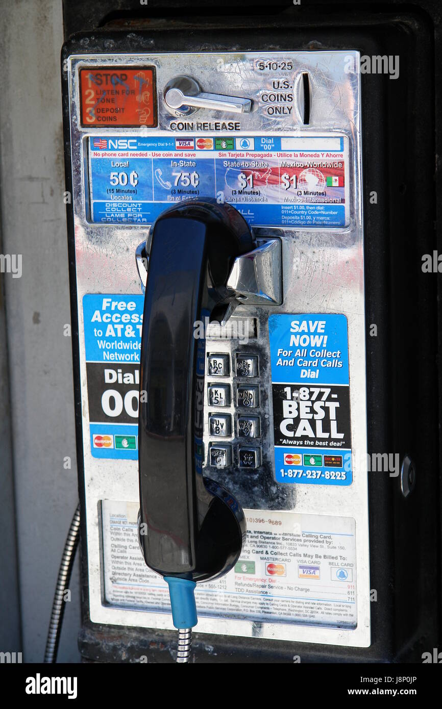 Public Telephone Box In Venice California Payphone Los Angeles America Stock Photo Alamy