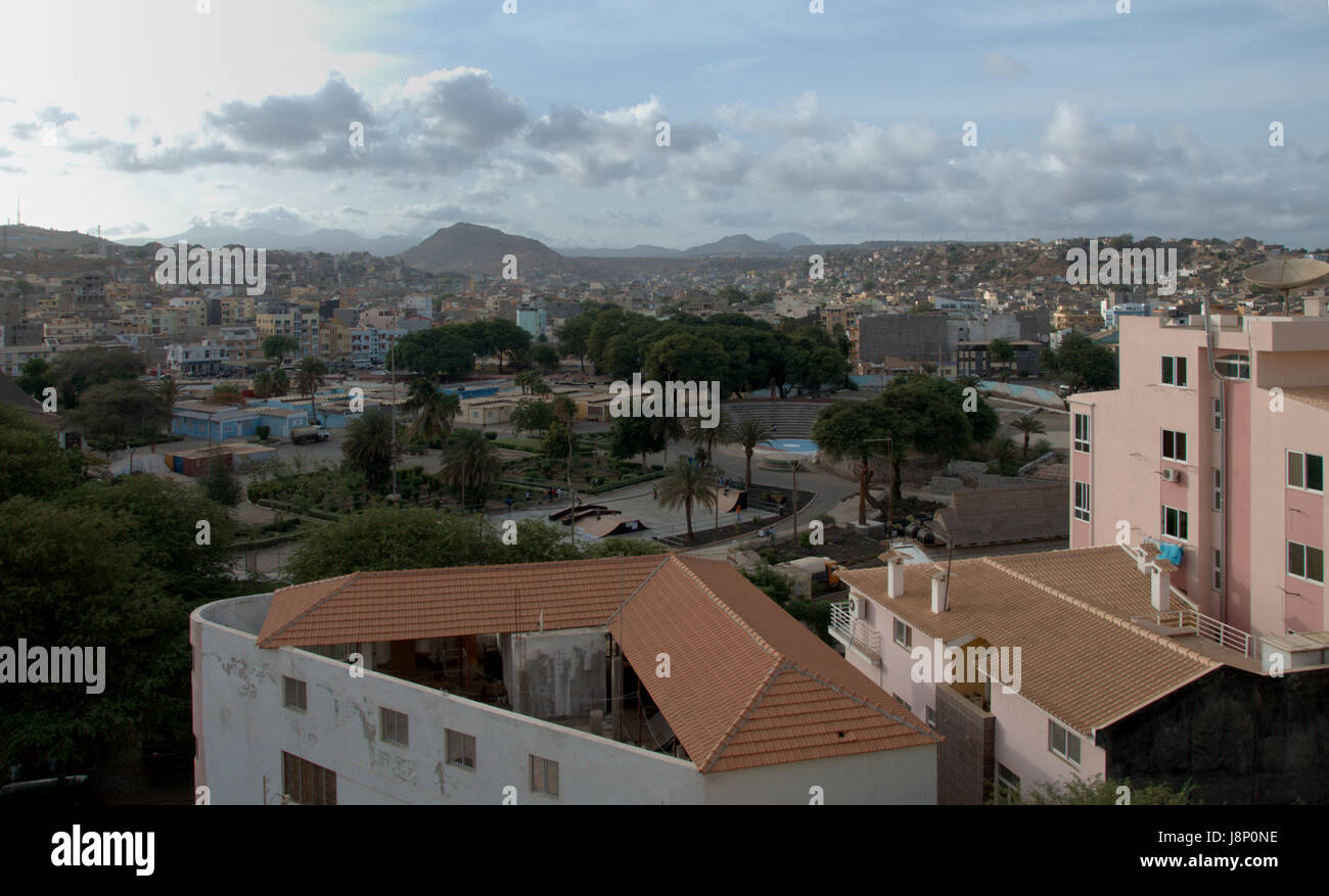 houses, africa, capital, look-out, kapverden, praia, kapverdische inseln, Stock Photo