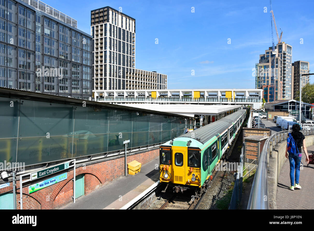 Development of new office blocks & apartment towers nearing completion  & under construction around East Croydon train station South London England UK Stock Photo