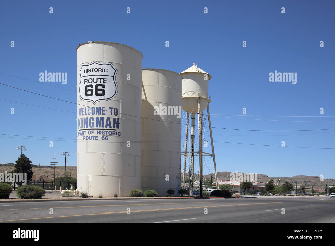 grain silos in kingman on route 66 arizona usa Stock Photo Alamy