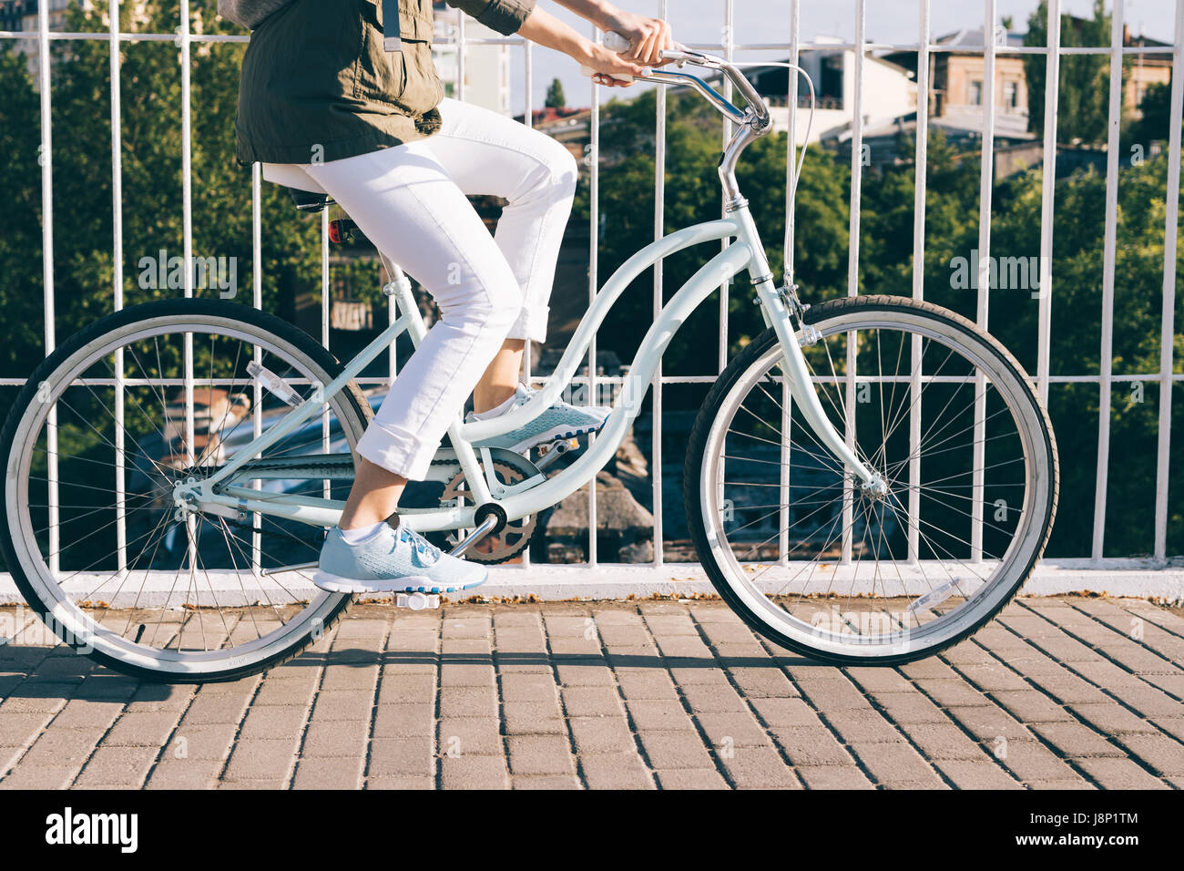 biking in jeans