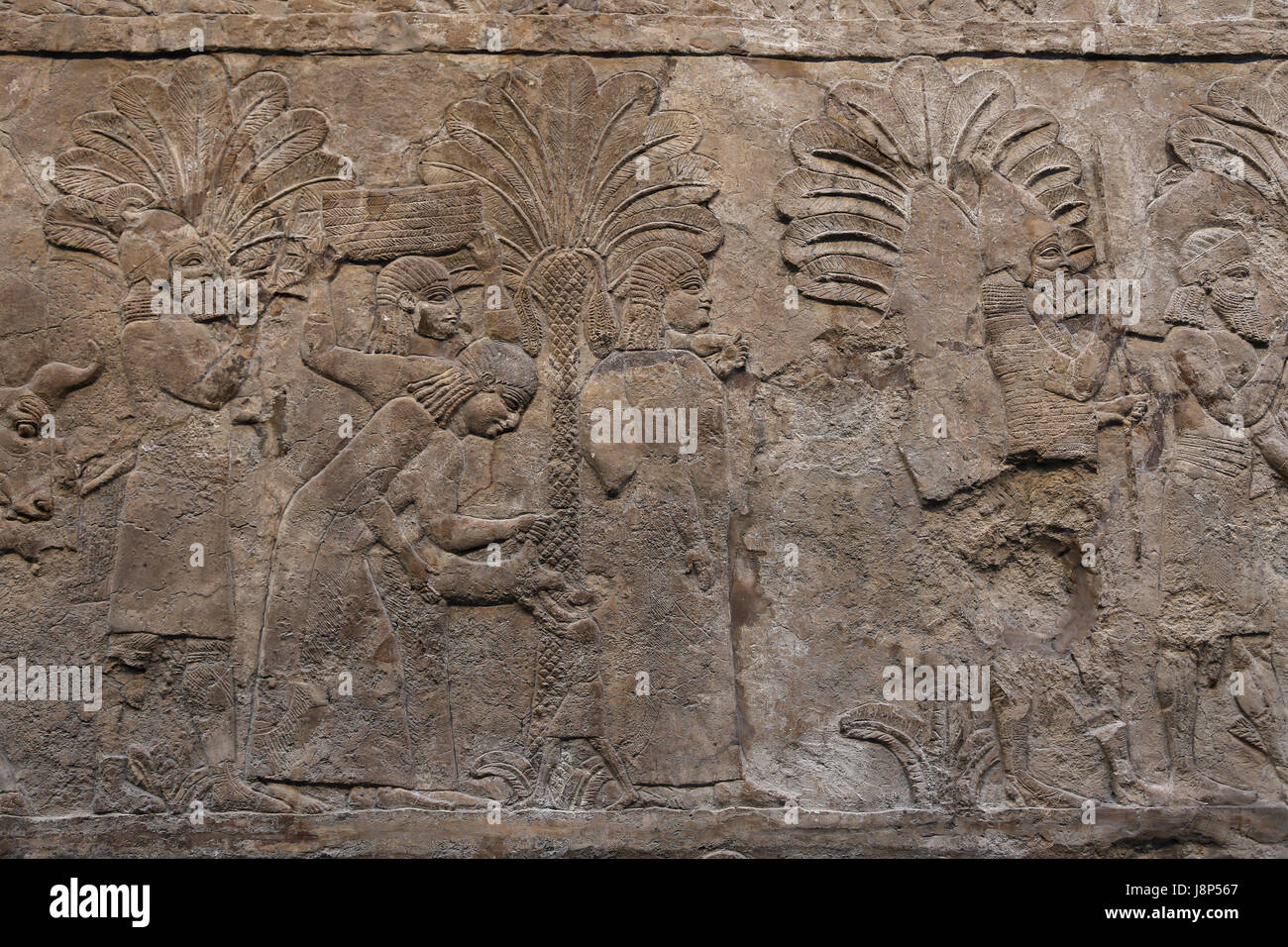 Campaigning in southern Iraq. Prisoners acompanied by their families. Assyrian, 640-620 BC. Nineveh, South-West Palace, Iraq. British Museum. London. Stock Photo