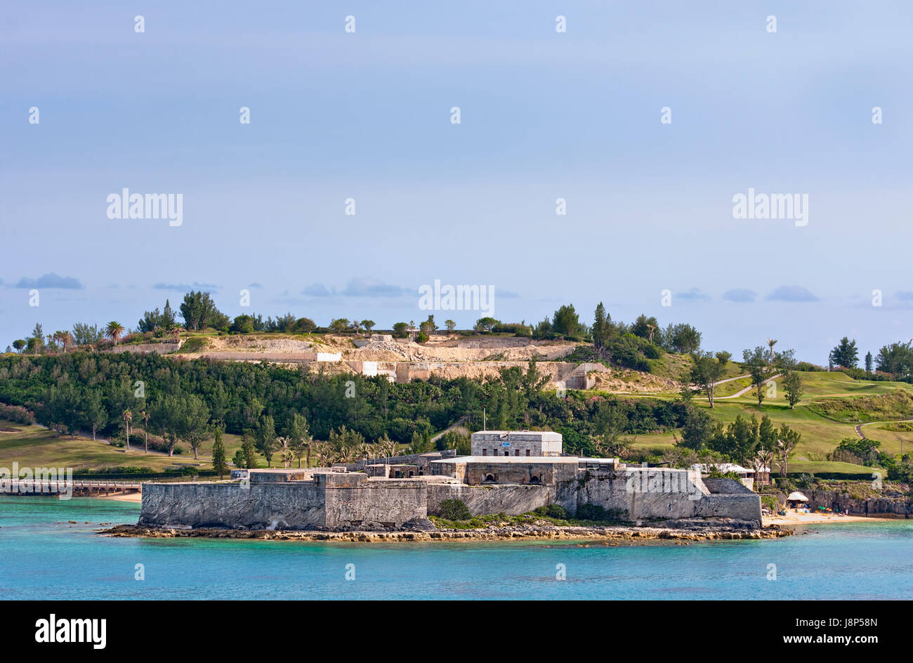 saint, fortification, landmark, bermuda, salt water, sea, ocean, water, blue, Stock Photo