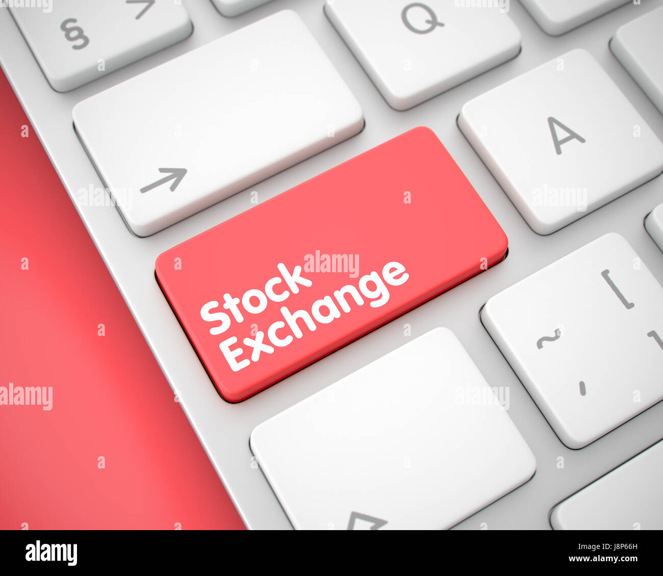 Stock Exchange - Inscription on Red Keyboard Button. 3D. Stock Photo