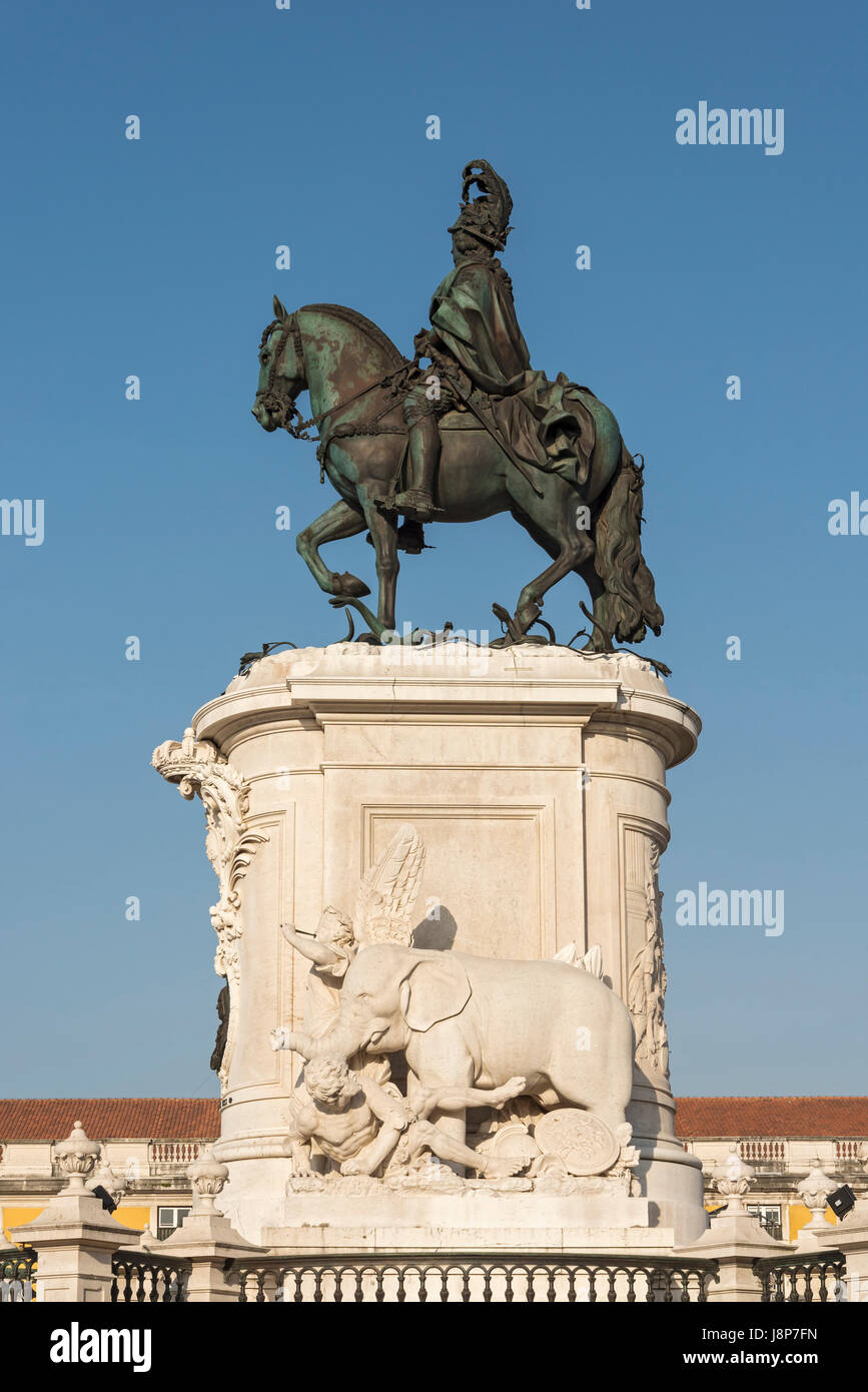 Statue of King José I, by Machado de Castro, Praça do Comércio, Lisbon, Portugal Stock Photo
