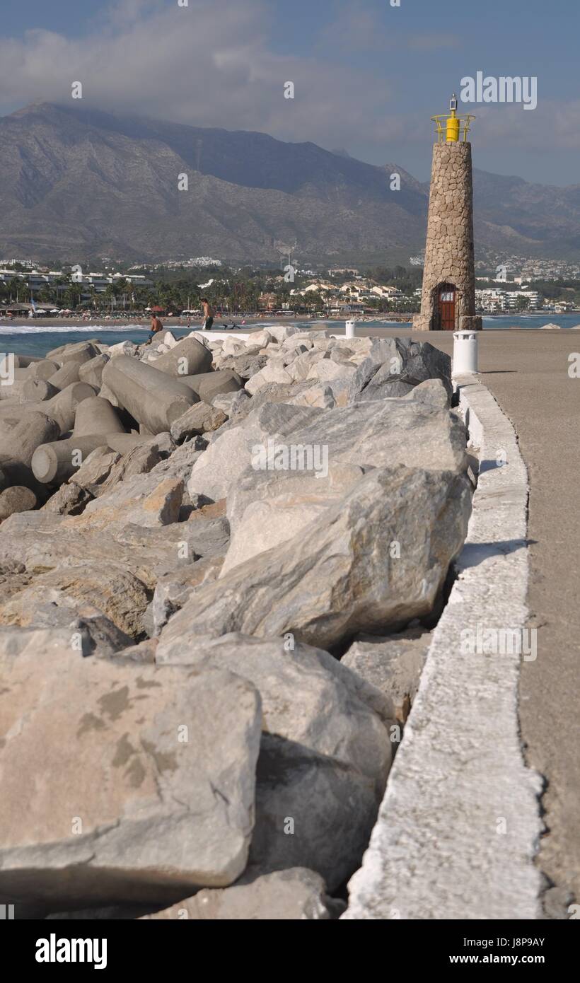Puerto Banus Beach, Marbella. Editorial Stock Photo - Image of mountain,  seaside: 50505613