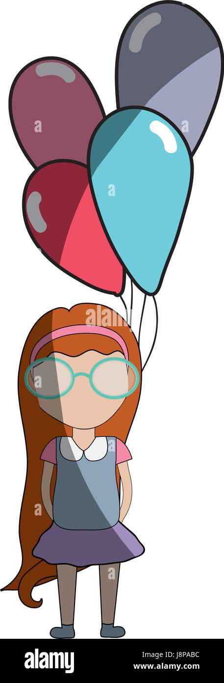 pretty girl with hairstyle and balloons Stock Vector Image & Art - Alamy