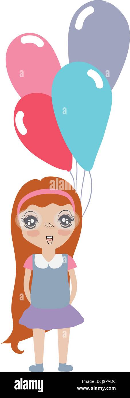 pretty girl with hairstyle and balloons Stock Vector Image & Art - Alamy