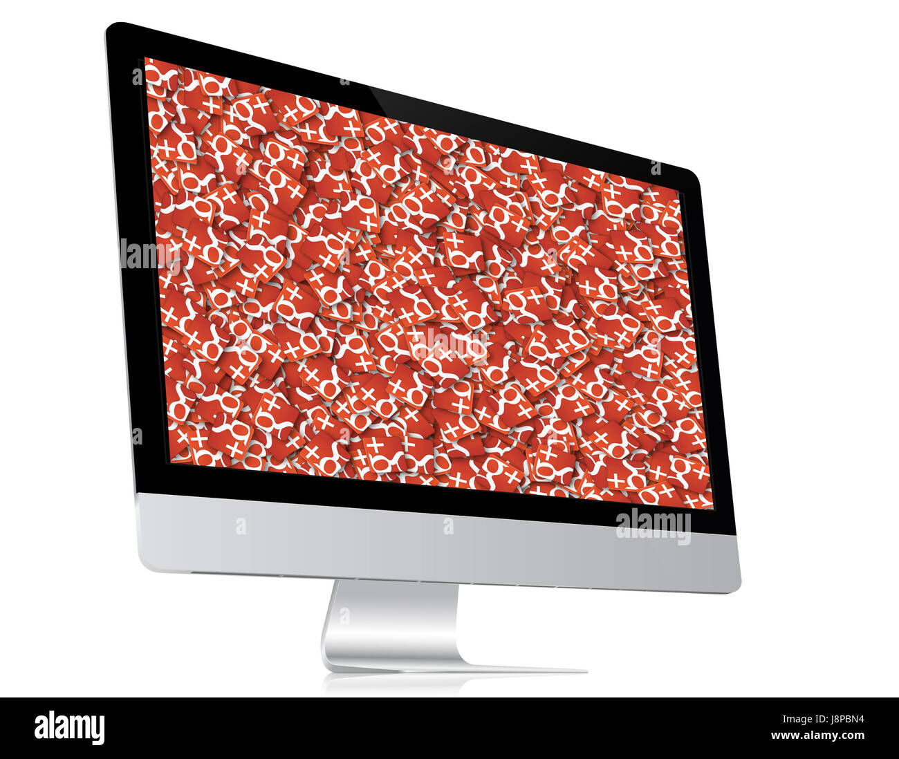 Google Plus Logo's on an iMac Stock Photo