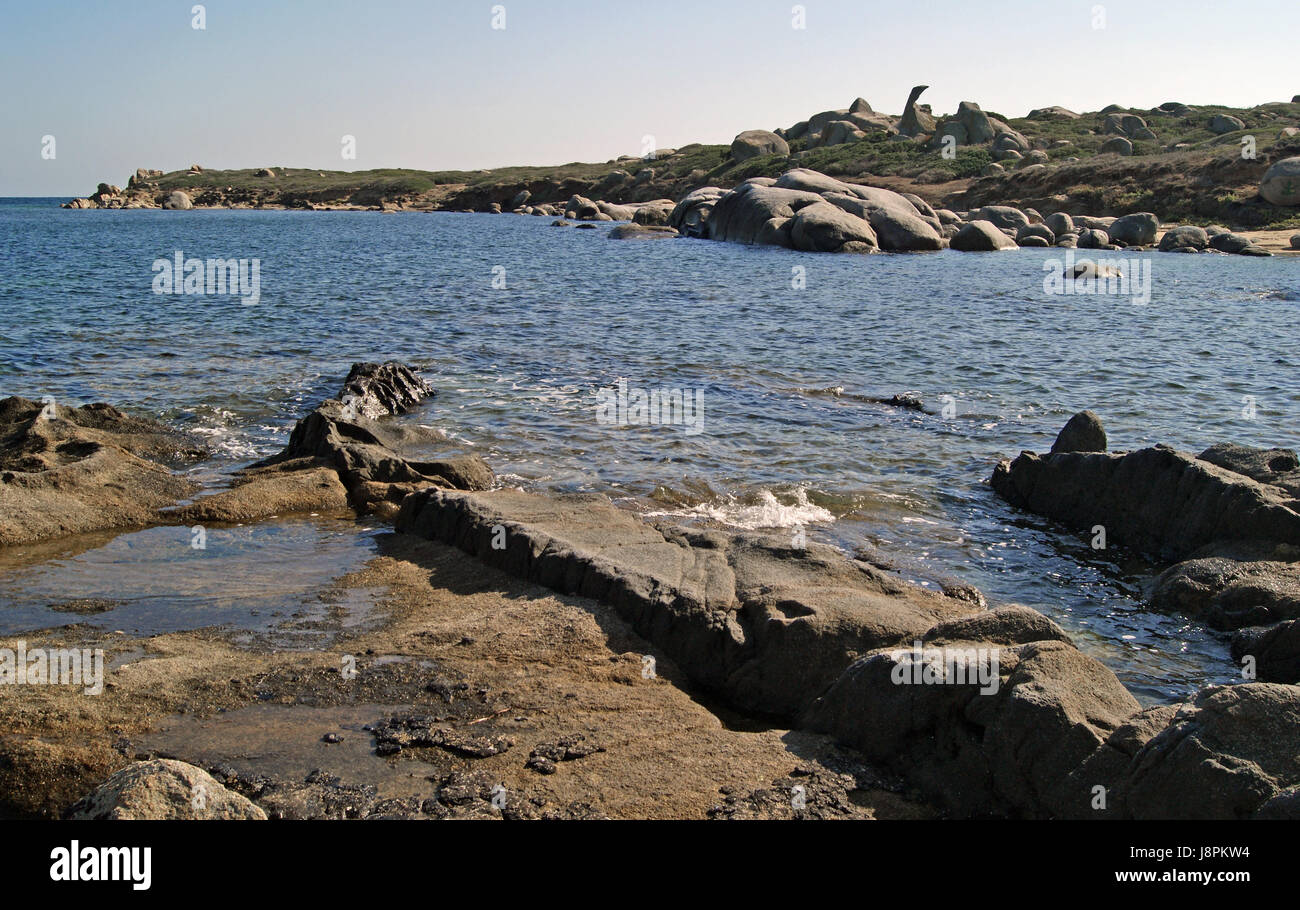 beach, seaside, the beach, seashore, rock, granite, basalt, geology, sardinia, Stock Photo