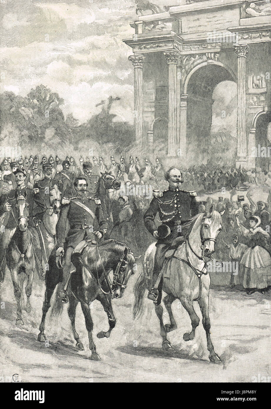 Napoleon III & Victor Emmanuel entering Milan after the battle of Magenta Stock Photo