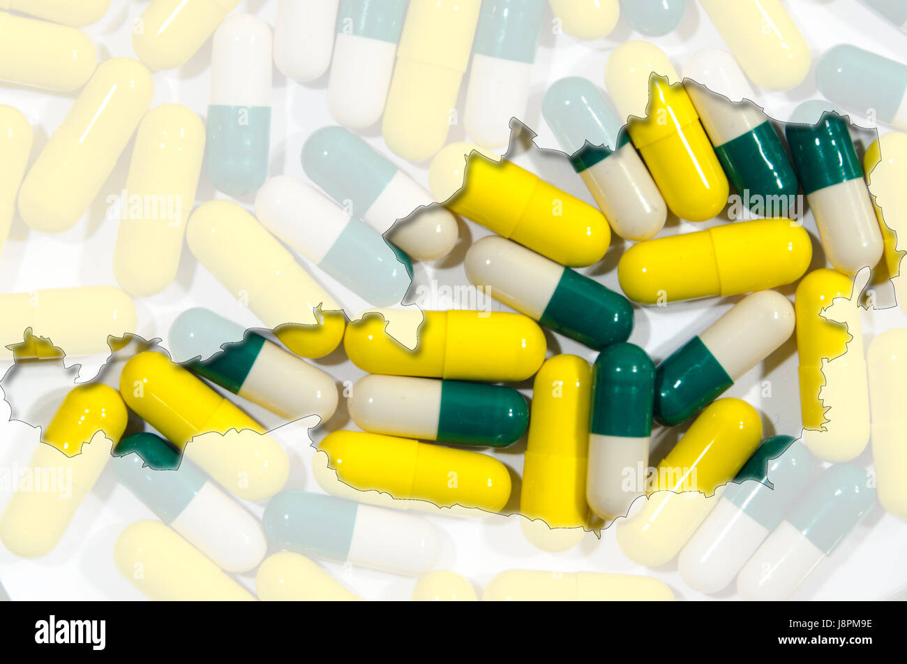 health, vitamine, pills, outline, country, state, capsules, travel, health, Stock Photo