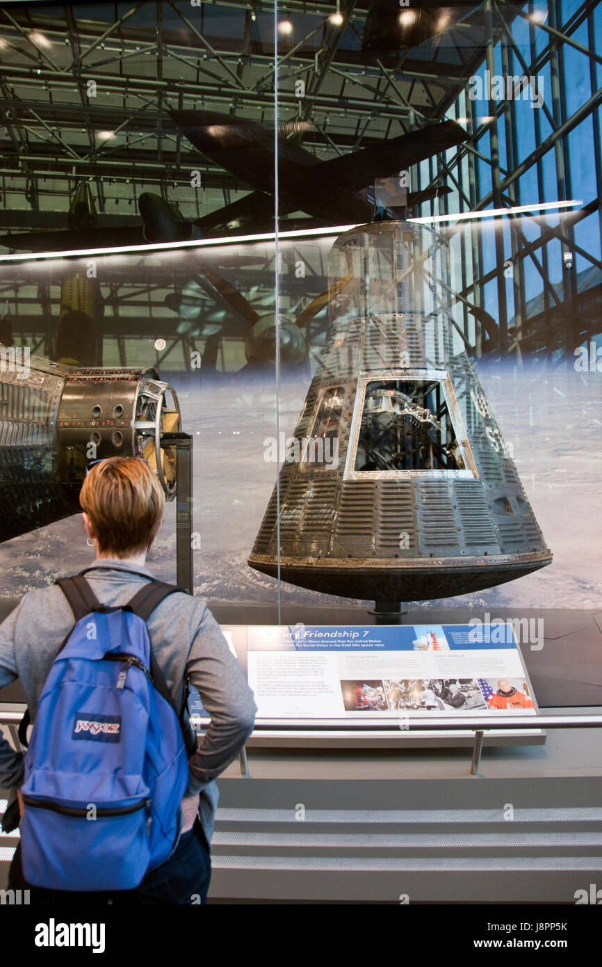 Friendship 7 Mercury space capsule in which John Glenn was the first American astronaut to orbit the Earth, at the Nat. Air & Space Museum, Wash., DC. Stock Photo