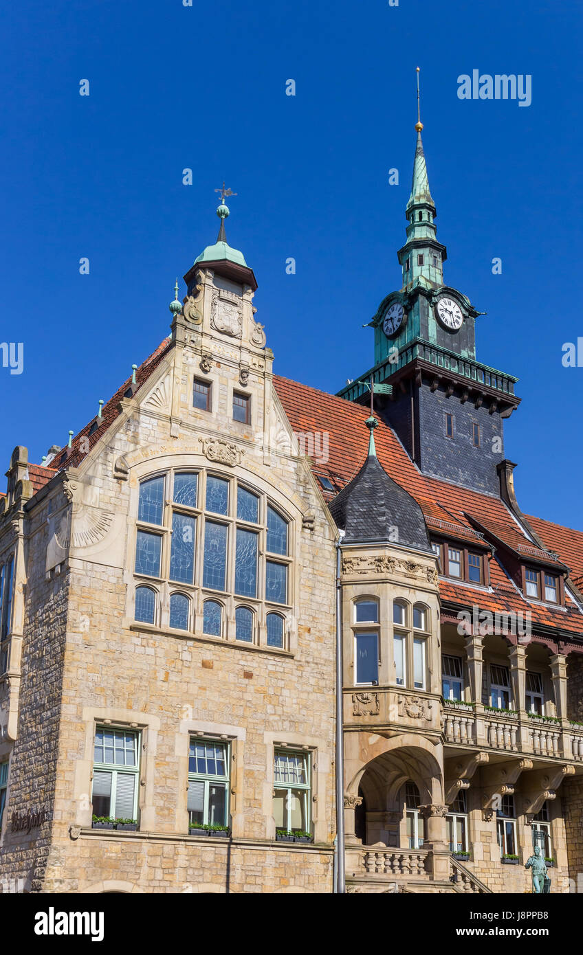 Old town hall at the market square of Buckeburg, Germany Stock Photo