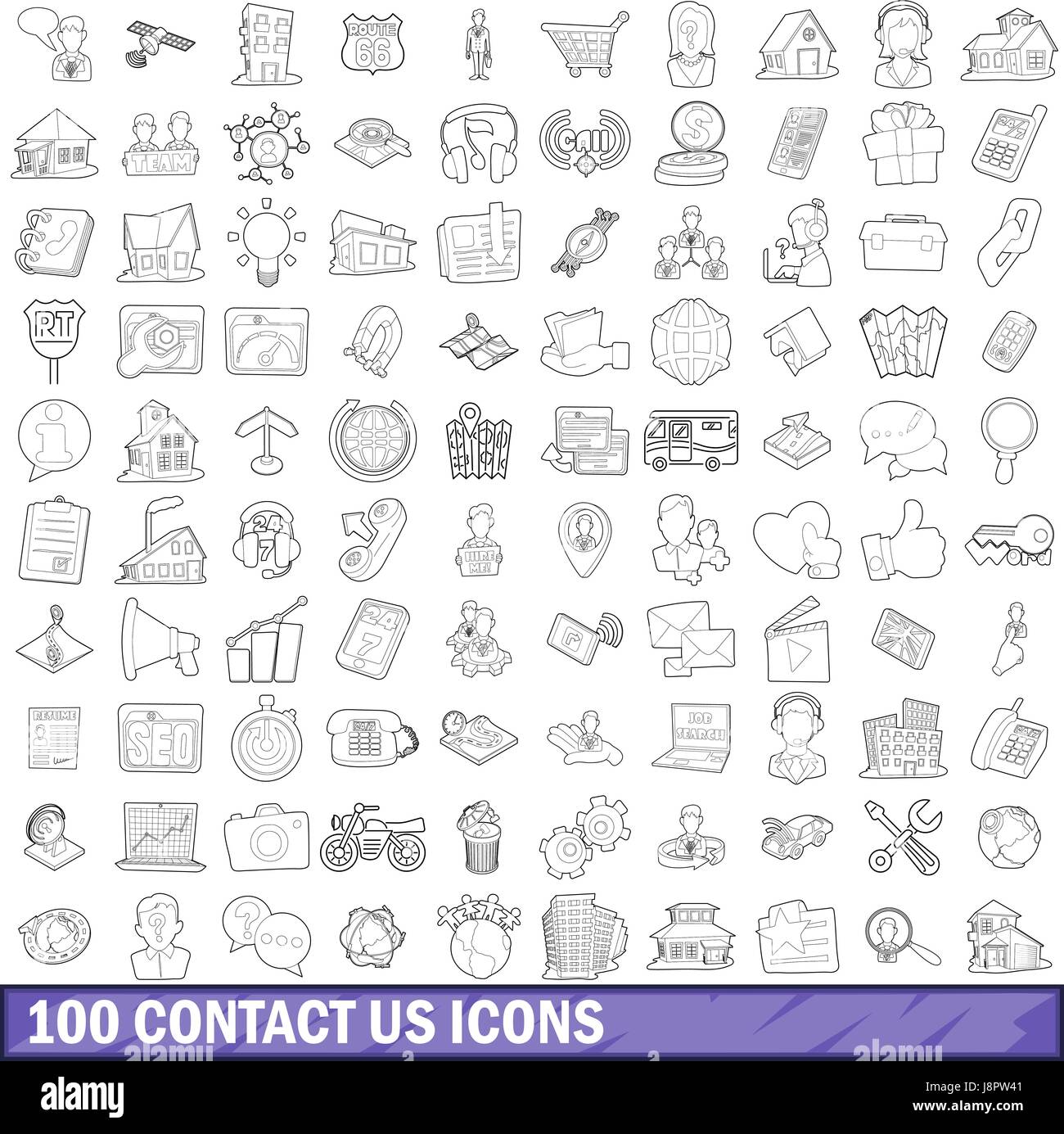 100 contact us icons set, outline style Stock Vector Image & Art - Alamy