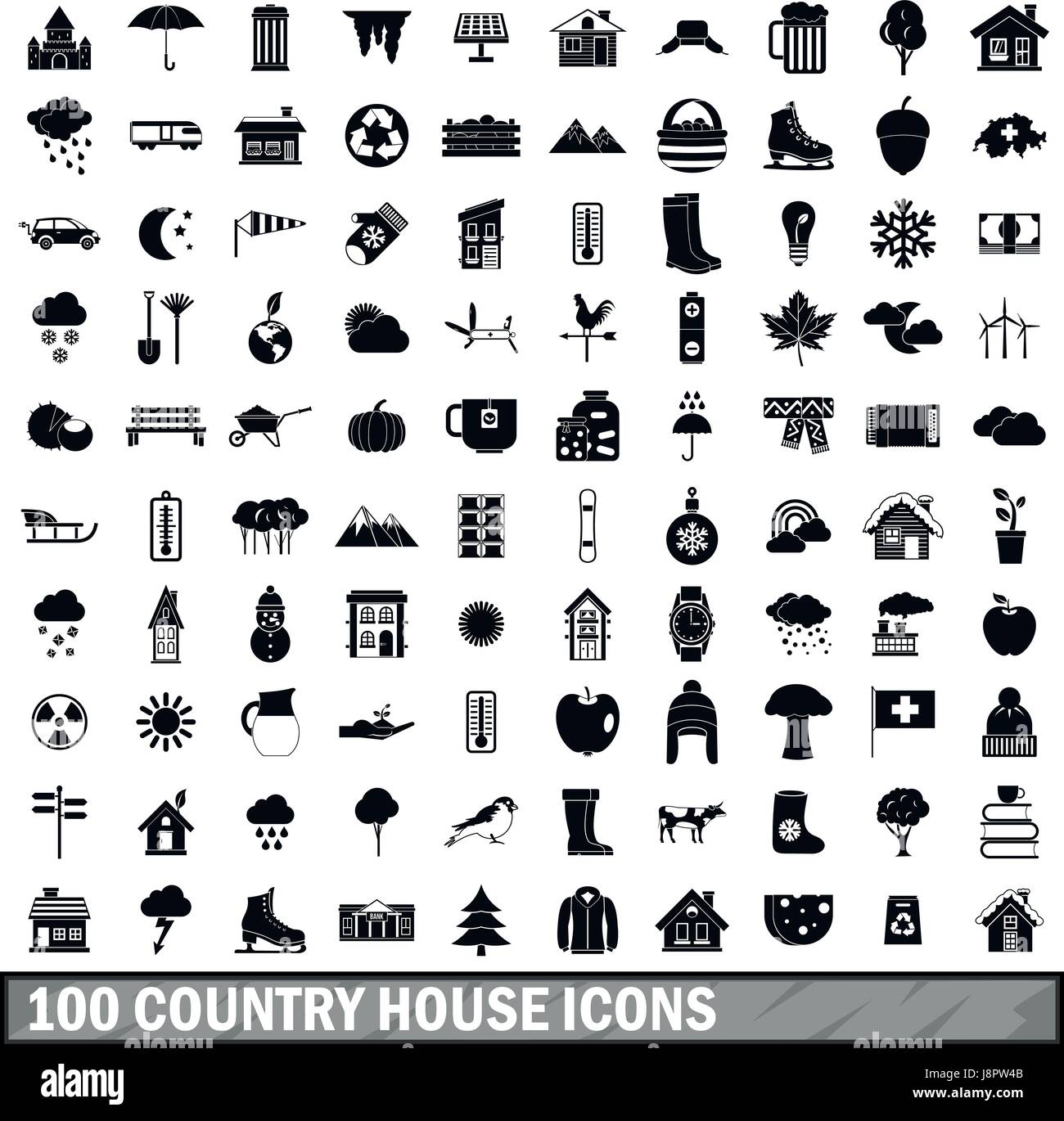 100 country house icons set, simple style Stock Vector Image & Art - Alamy