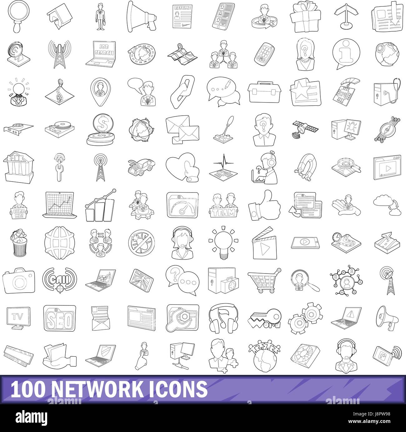 100 network icons set, outline style Stock Vector Image & Art - Alamy
