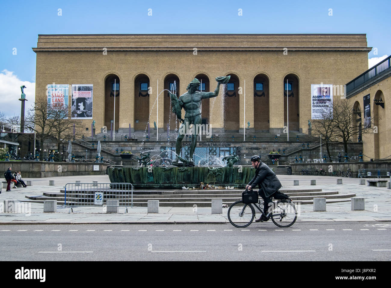 GOTHENBURG, SWEDEN MAY, 2017 Cyclist riding a bike in front of