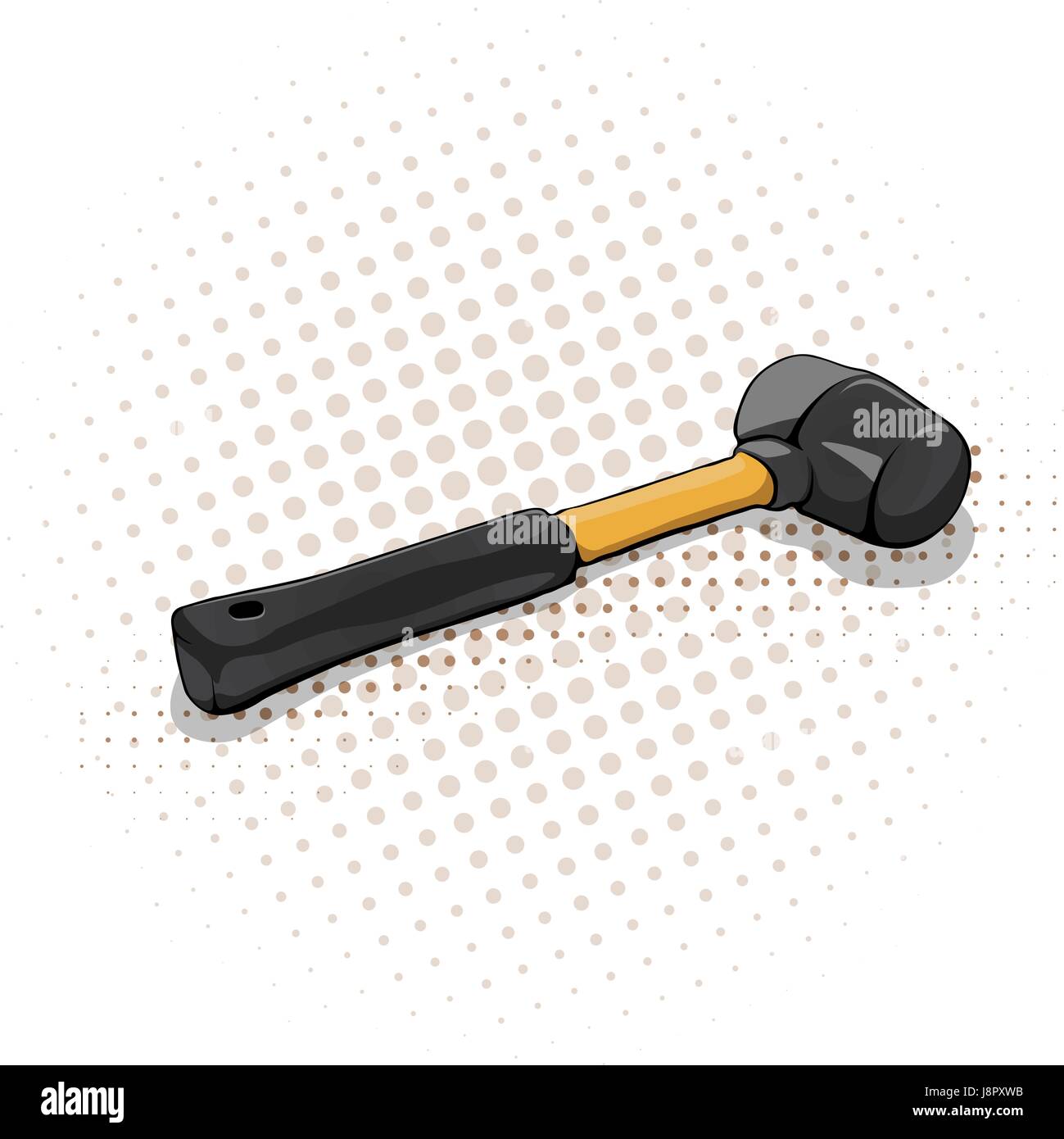 Yellow mallet with black handle Stock Vector