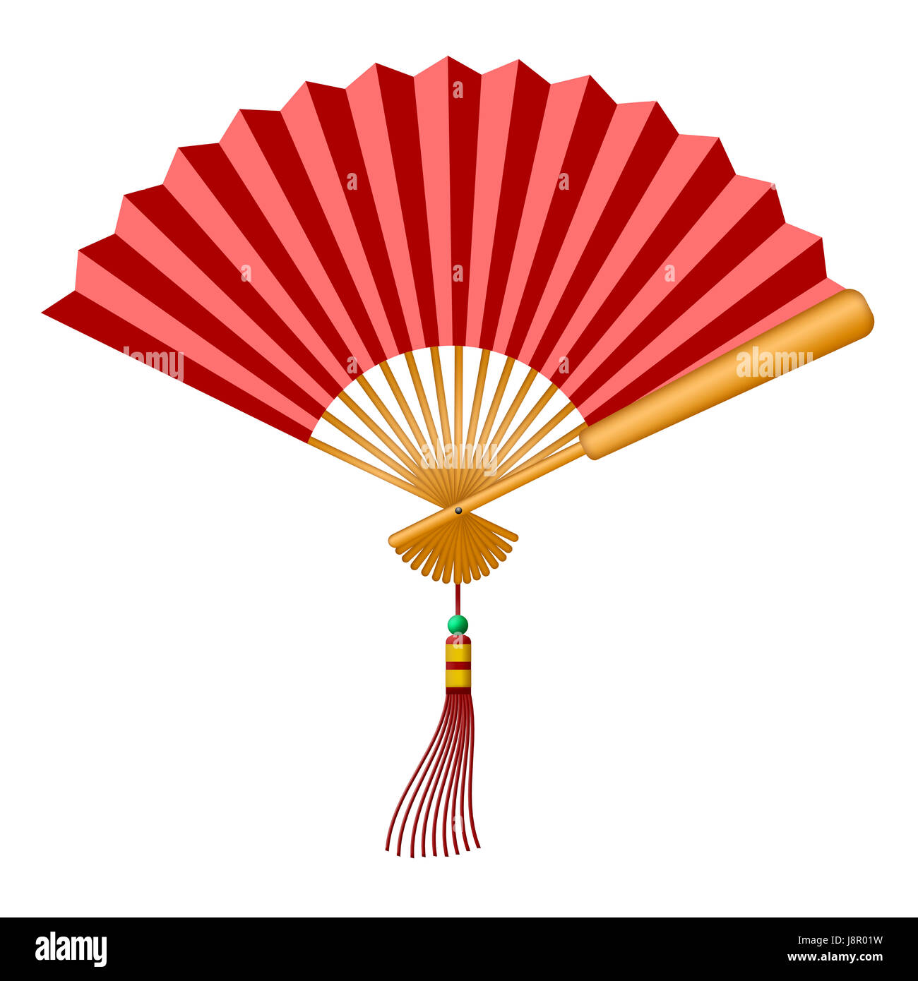 chinese, silk, folding, tassel, jade, sheet of paper, paper, red, fan, object, Stock Photo