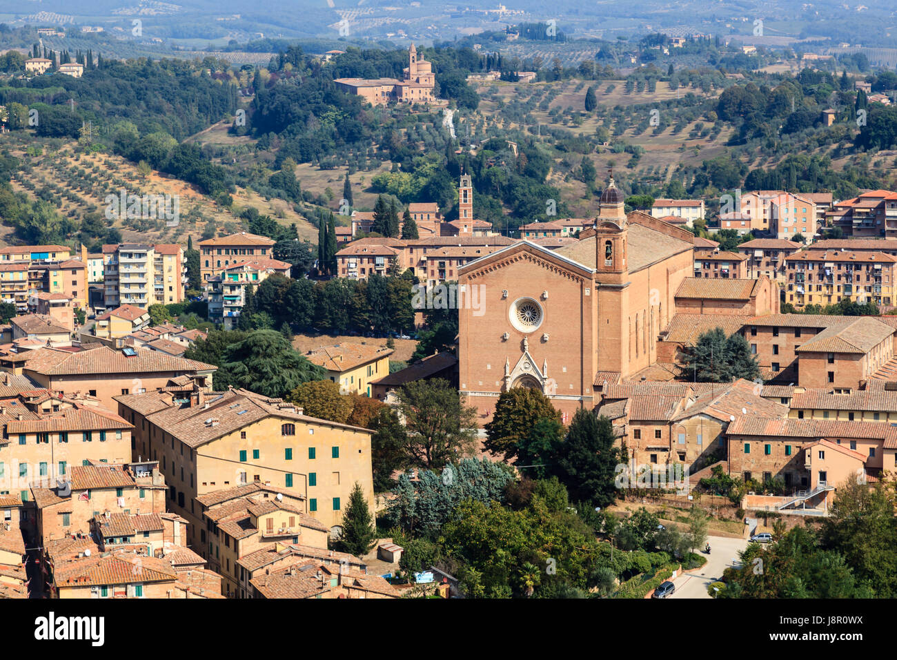 Aerial View on Rooftops and Houses of Siena, Tuscany, Italy Stock Photo
