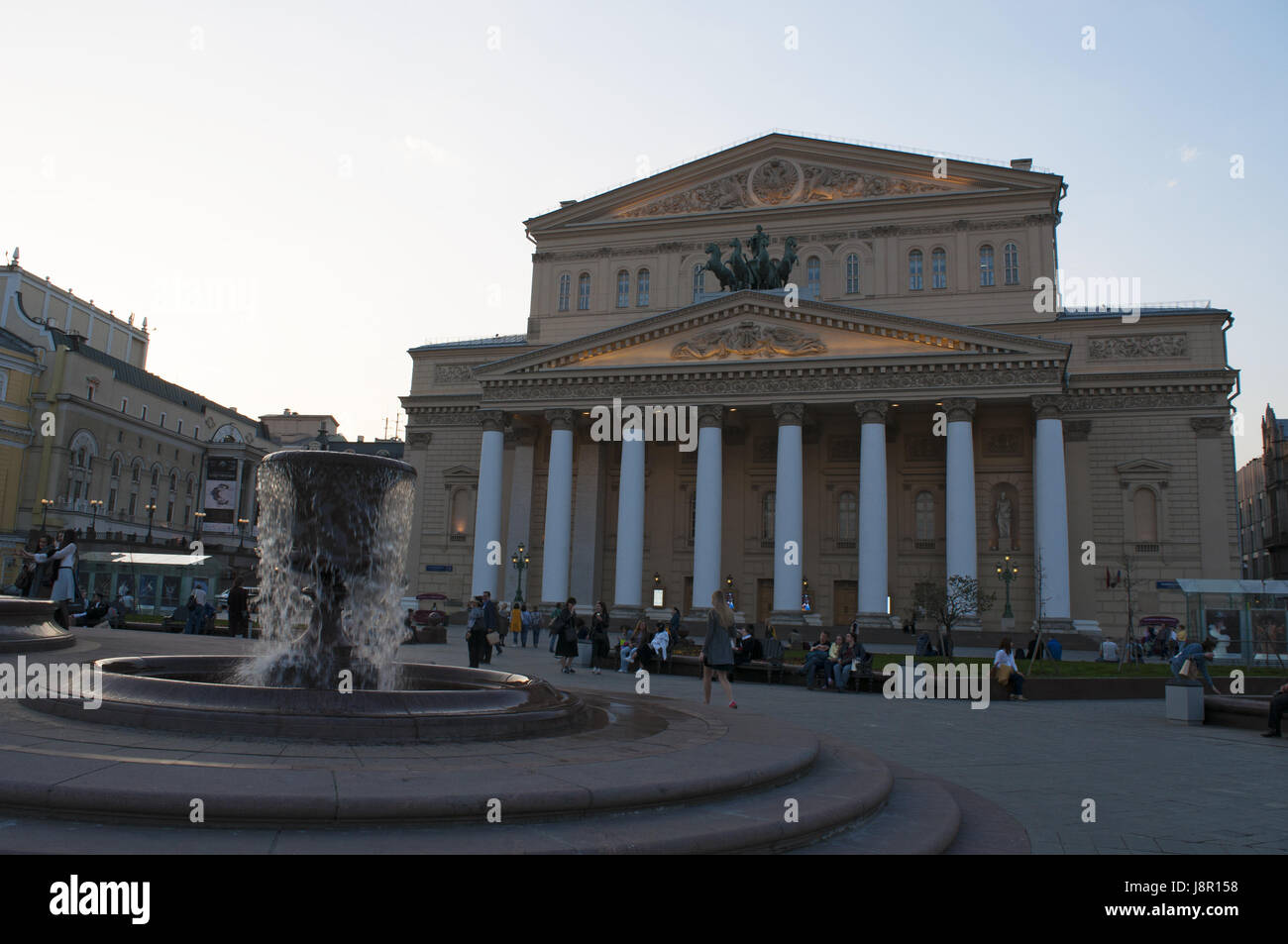 Moscow: the Bolshoi Theatre, made by architect Joseph Bové, one of the most famous theatre in the world which holds performances of ballet and opera Stock Photo