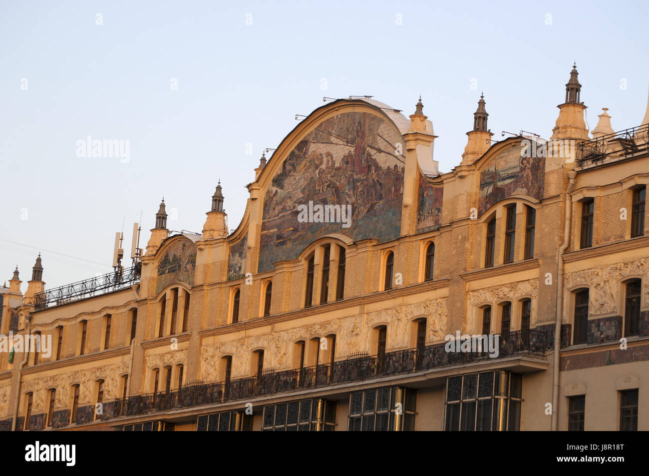 Moscow, Russia: architectural details of the Hotel Metropol, an historical hotel in Moscow built in 1899–1907 in Art Nouveau style Stock Photo