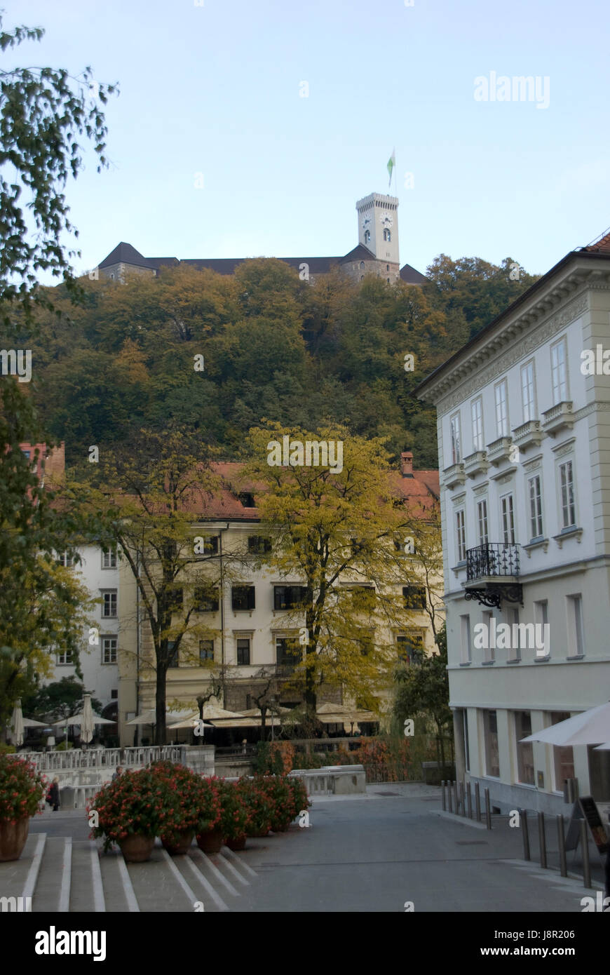 city, town, portrait format, slovenia, chateau, castle, city, town, portrait Stock Photo