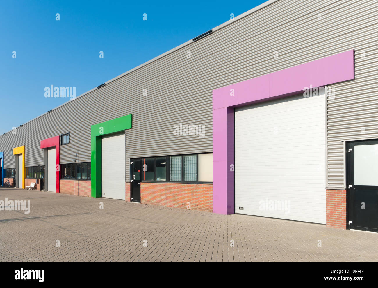 modern, modernity, warehouse, entry, cargo, colors, colours, blue, park ...
