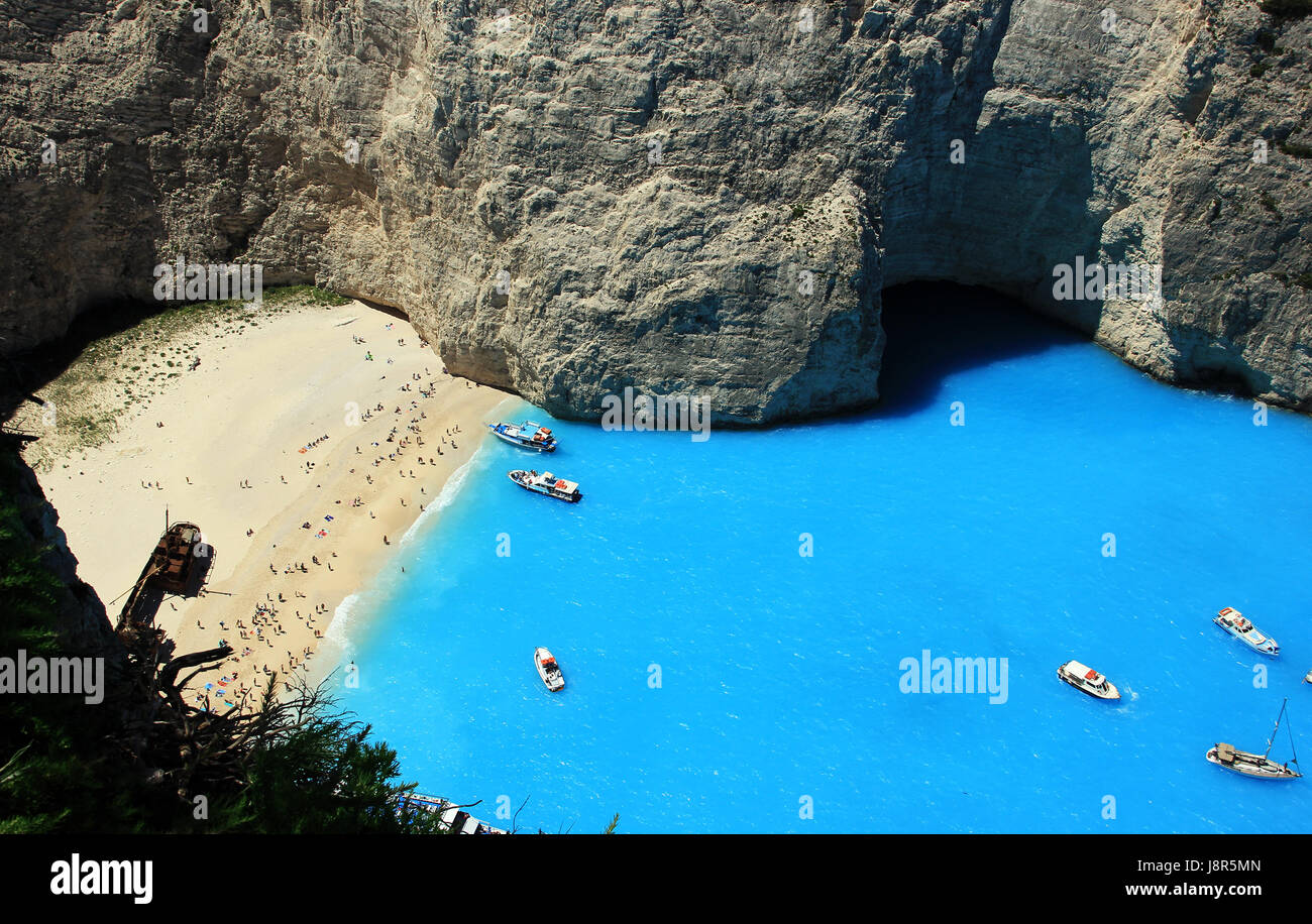 Famous european beach Navagio in Zakynthos island, Greece Stock Photo