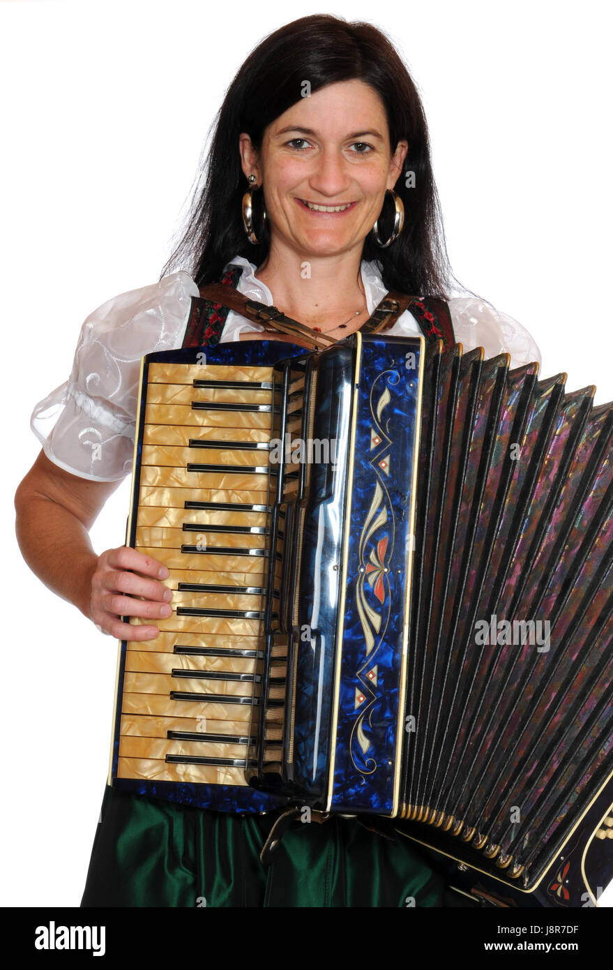 woman, music, make music, accordion, gamer, perform, woman, make, blue, Stock Photo