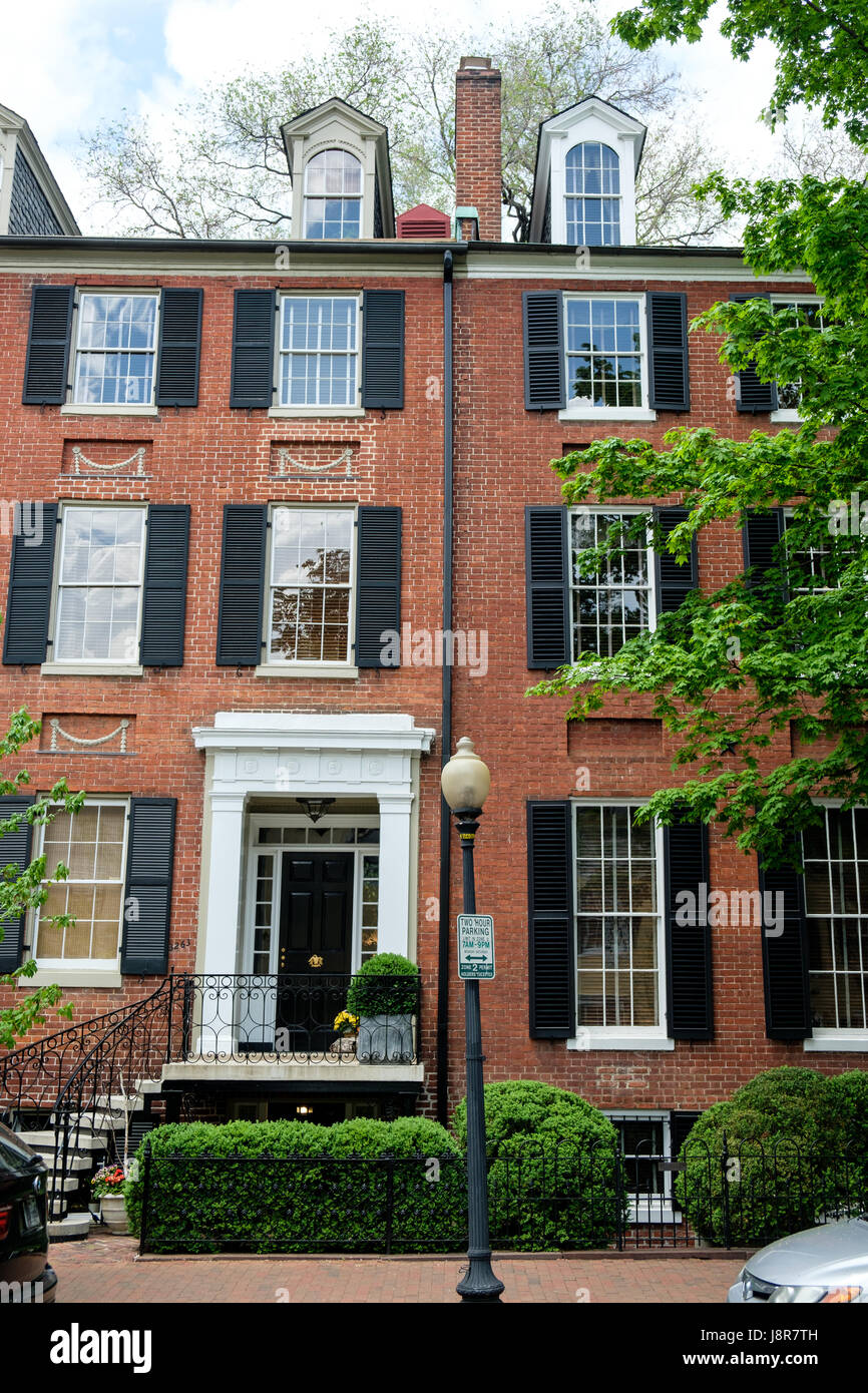 Houses on Smith Row, N Street NW in Georgetown, Washington DC, USA Stock Photo