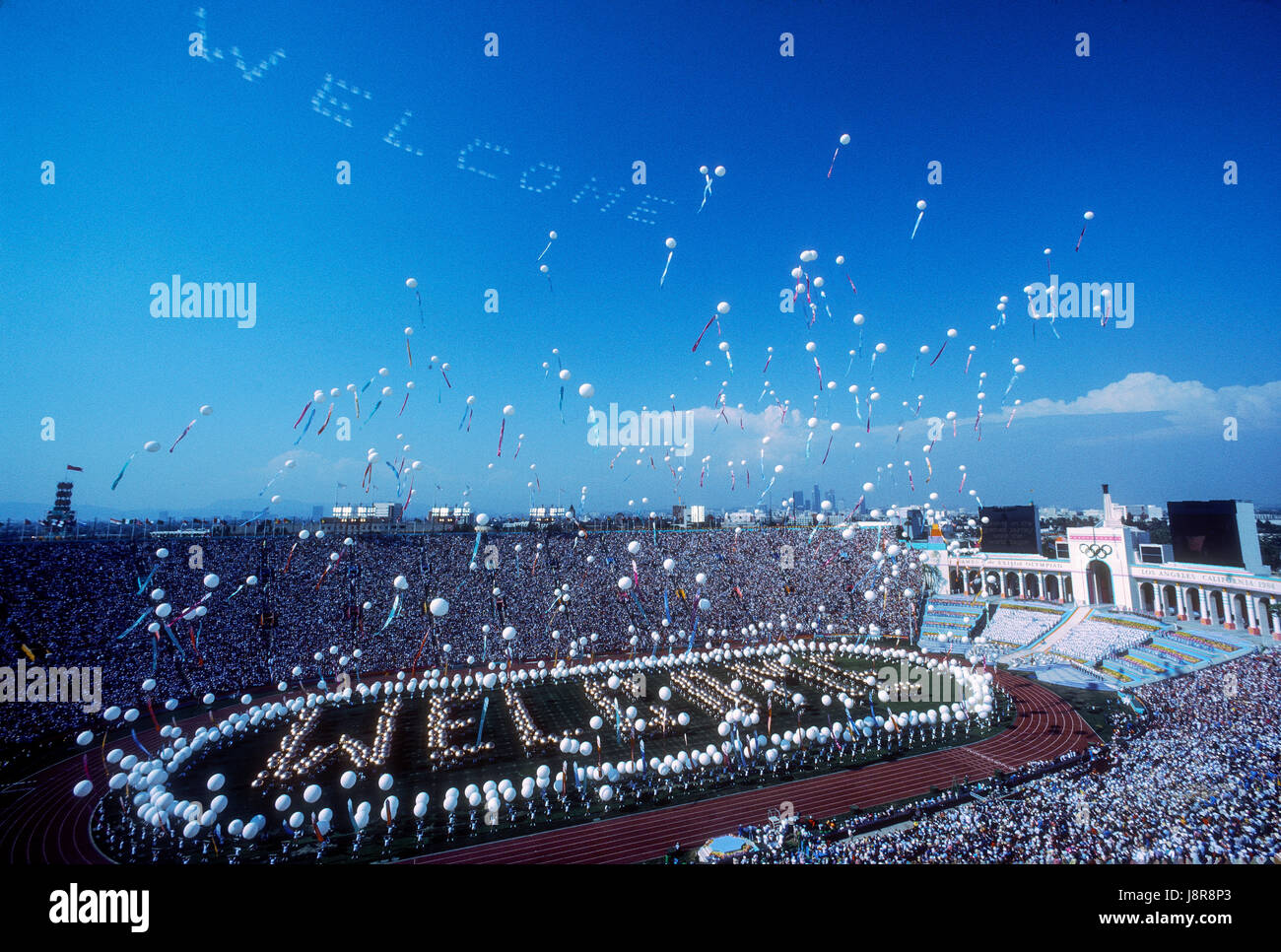 Opening ceremonies at the 1984 Olympic Summer Games, Los Angeles, CA Stock Photo