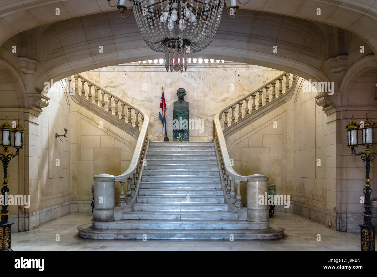 Entrance hall at interior of Revolution museum, former Presidential palace - Havana, Cuba Stock Photo