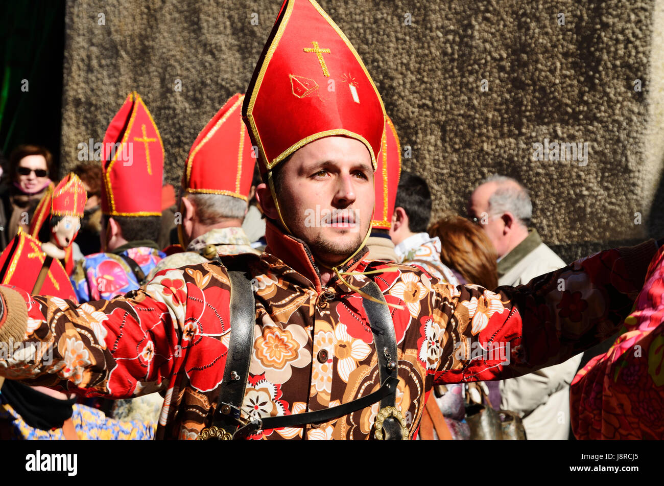 The Endiablada is the name given to a festive immemorial tradition celebrated in Almonacid del Marquesado province of Cuenca, on days 1, 2 and 3 Febru Stock Photo