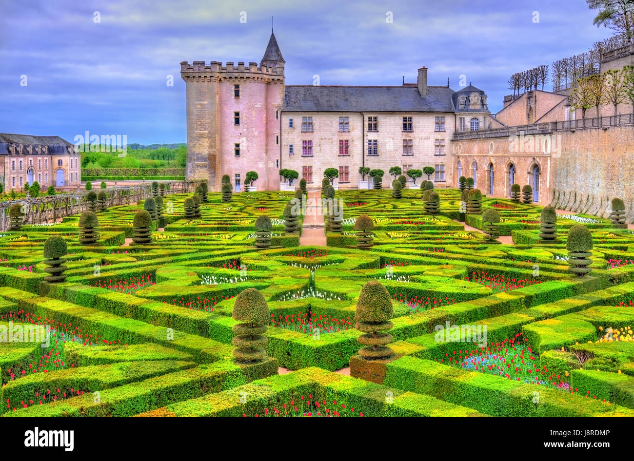 Chateau de Villandry with its garden - the Loire Valley, France Stock Photo