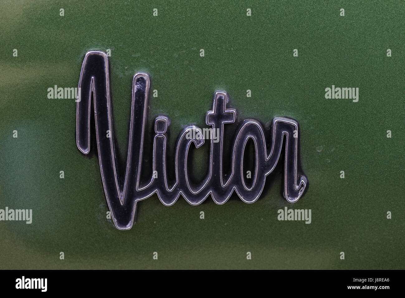 Vauxhall Victor model badge on front wing. Stock Photo