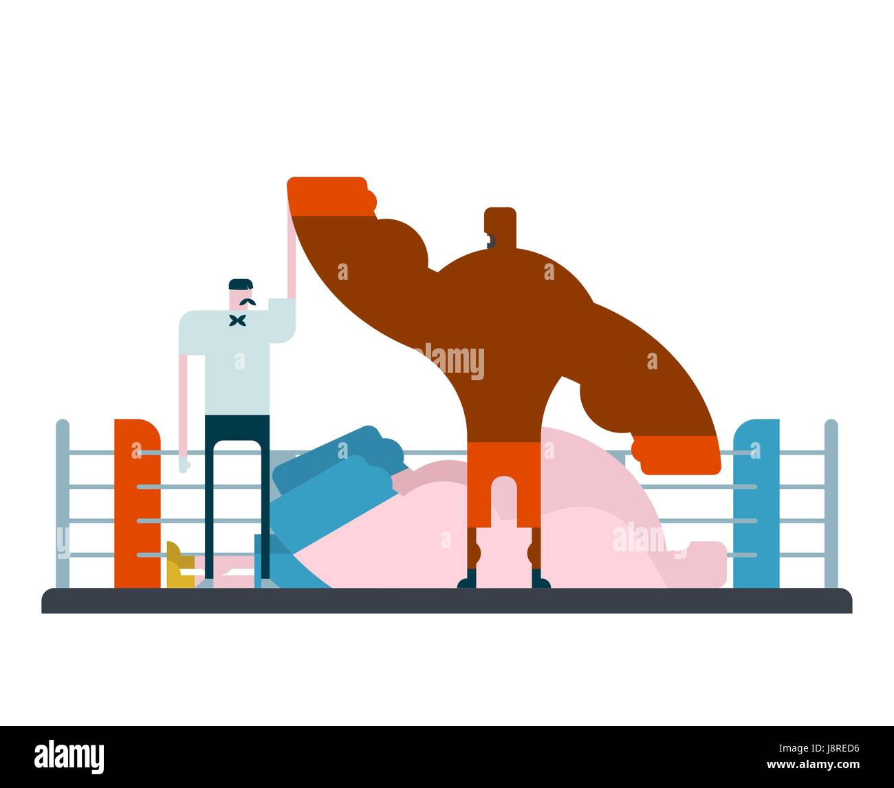 Boxer is winner referee hand up his hand to champion. Knockout Competitions in boxing. Sports Tournament Stock Vector
