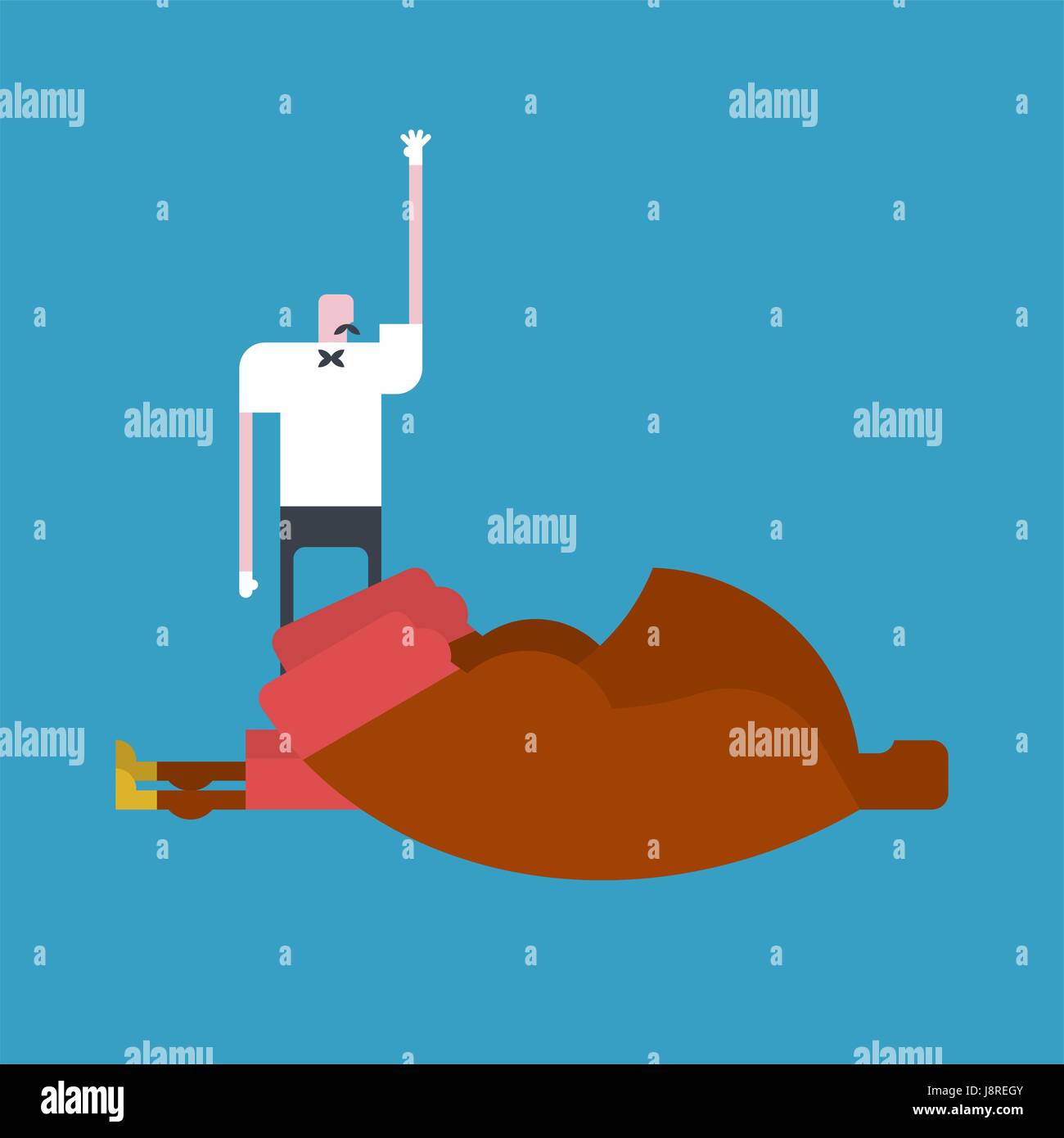 Knockout boxer and referee. loser and judge. Athlete defeated Stock Vector