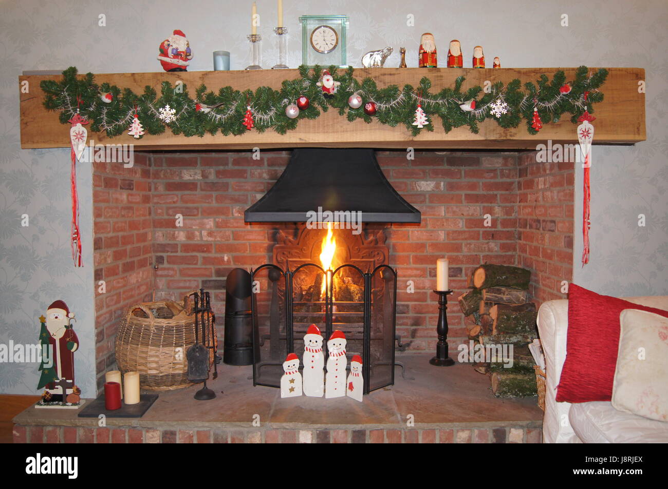 Interior Fireplace Stove Christmas Garland Father Daddy Dad