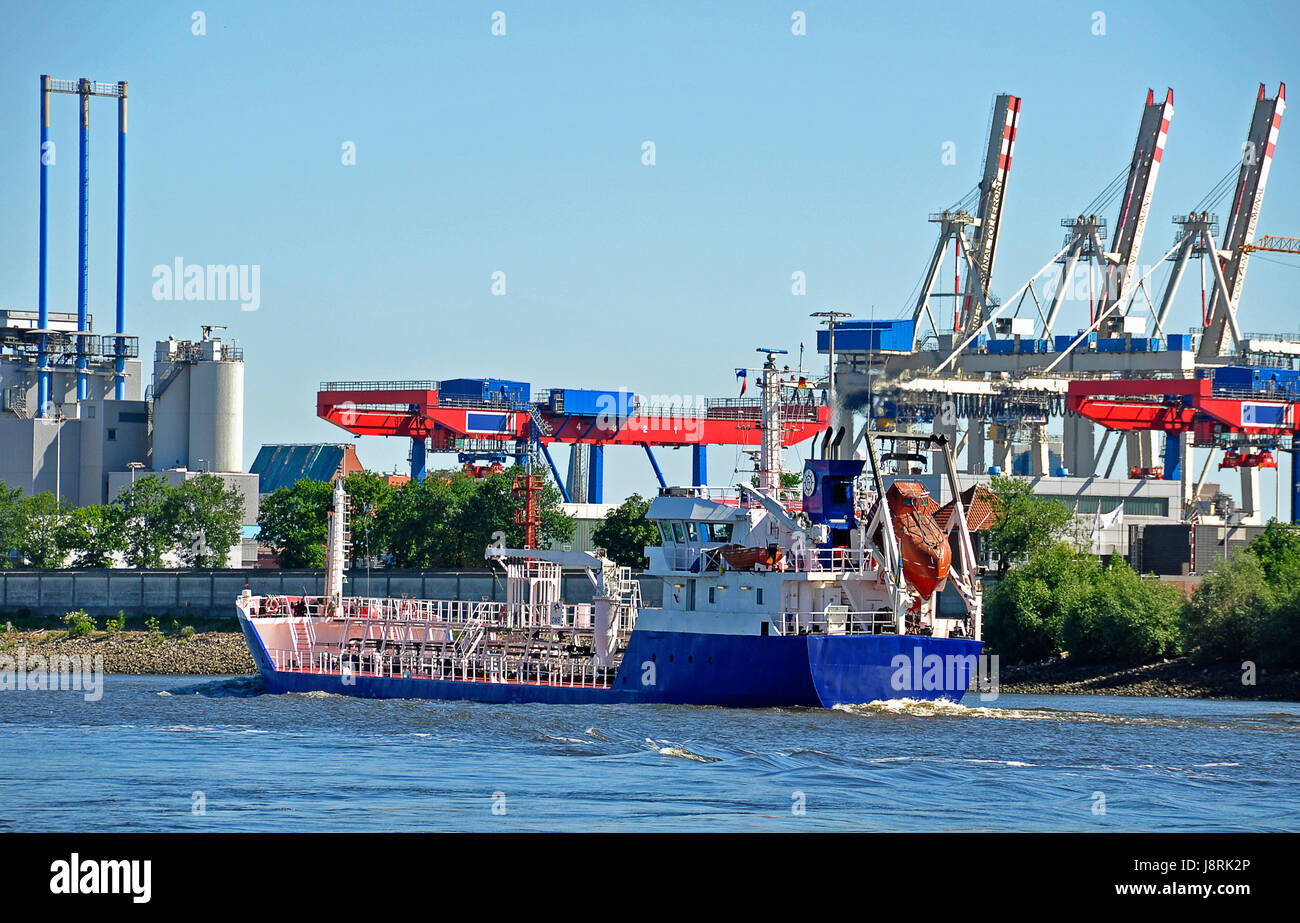 container ship, hamburg, steamer, freight, cargo ship, damper ...