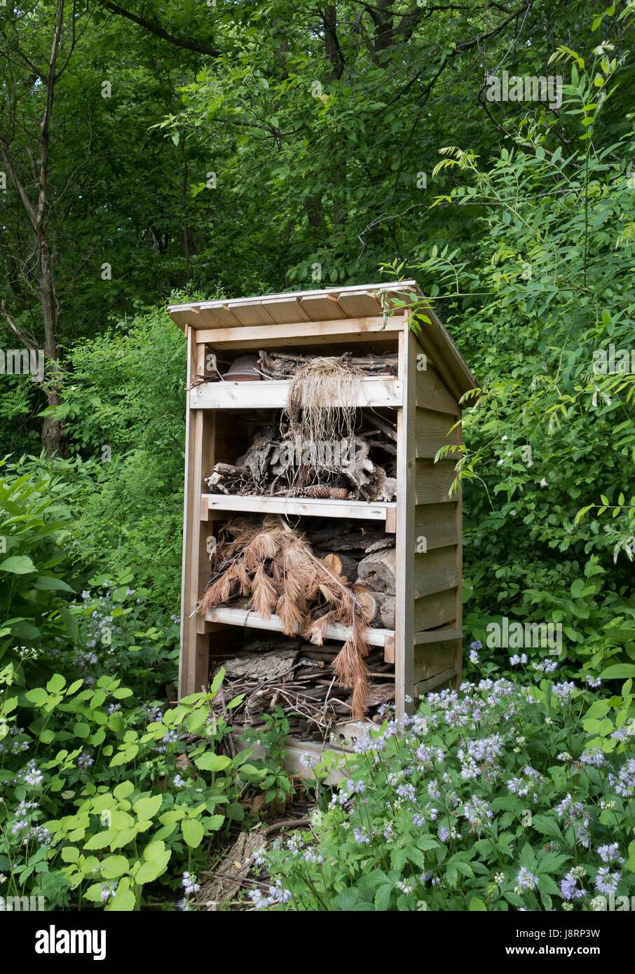 An insect hotel at the Lyndale Park Peace Garden in Minneapolis, Minnesota, USA. Stock Photo