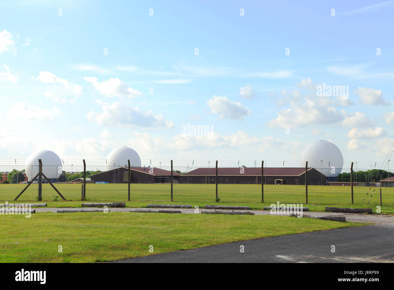 RAF Feltwell, Norfolk, US airbase, Radar Domes, The Liberty Wing, England, UK, American airbases in England Stock Photo
