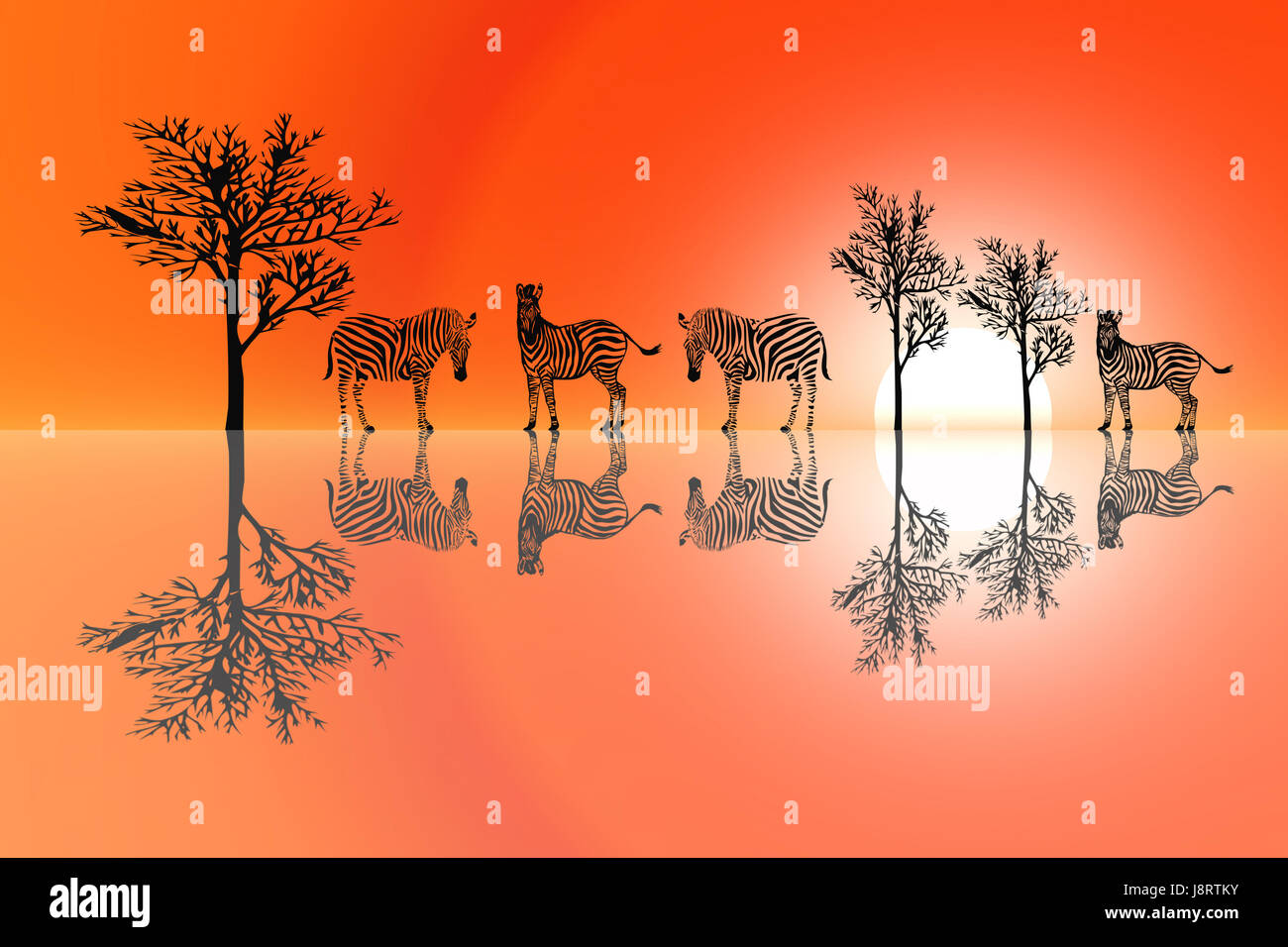 Trees Zebra Design tree, trees, animals, zebra, zebras, pack, orange, backdrop, background ...
