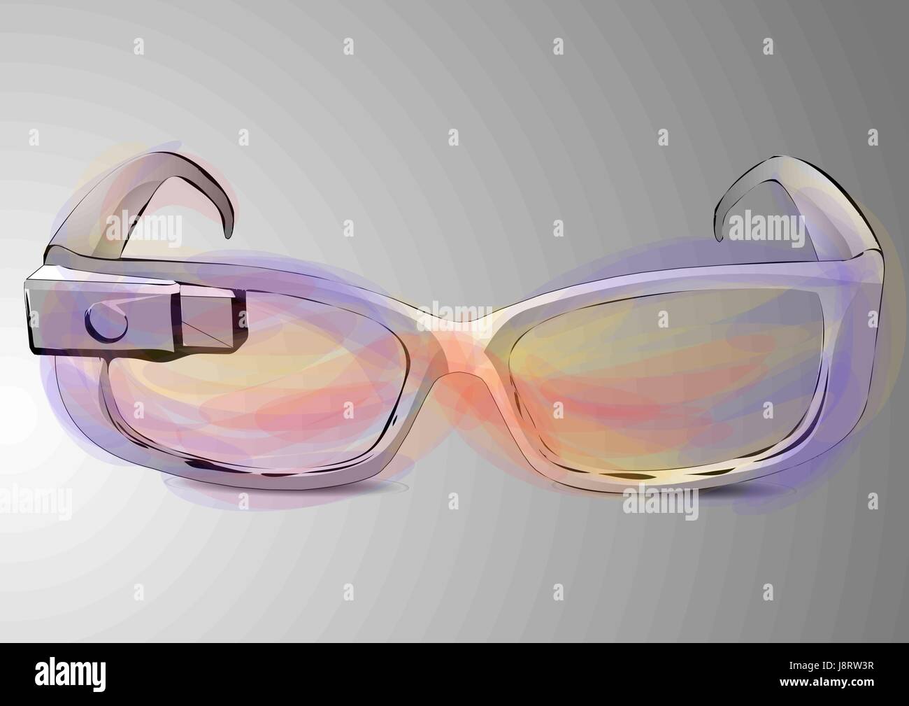 google glass, abstract computer glass on grey background Stock Vector