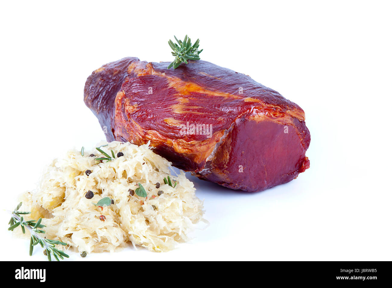 herb, sauerkraut, smoked, smoke, meat, pepper, bright, shiny, centre punch, Stock Photo