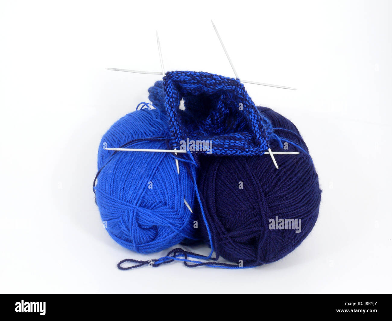 blue, optional, wool, knit, socks, handicraft, ball of wool, knitting wool, Stock Photo