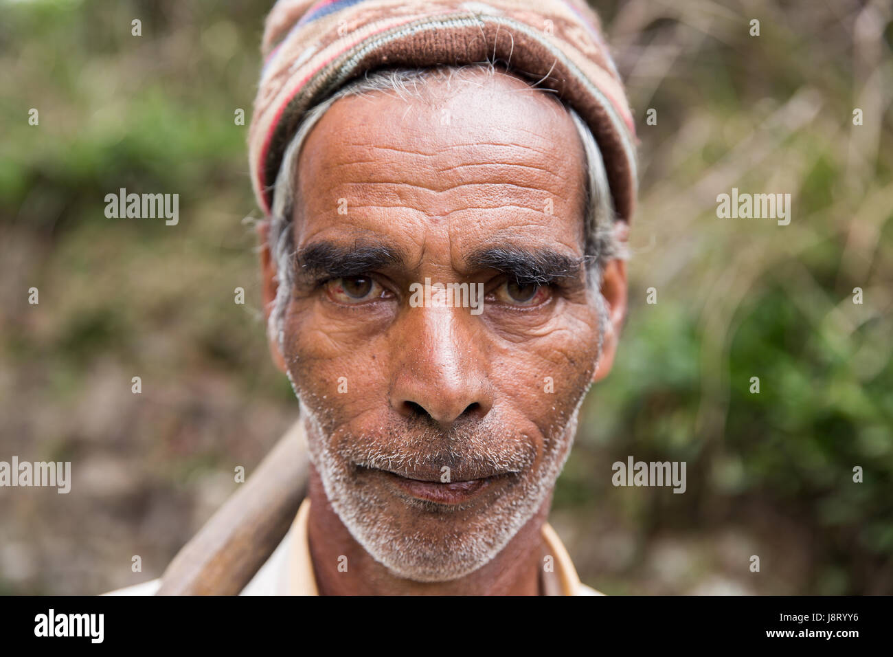 Portrait of a Tamil Man at Lipton's Seat, Haputale Sri Lanka Stock Photo